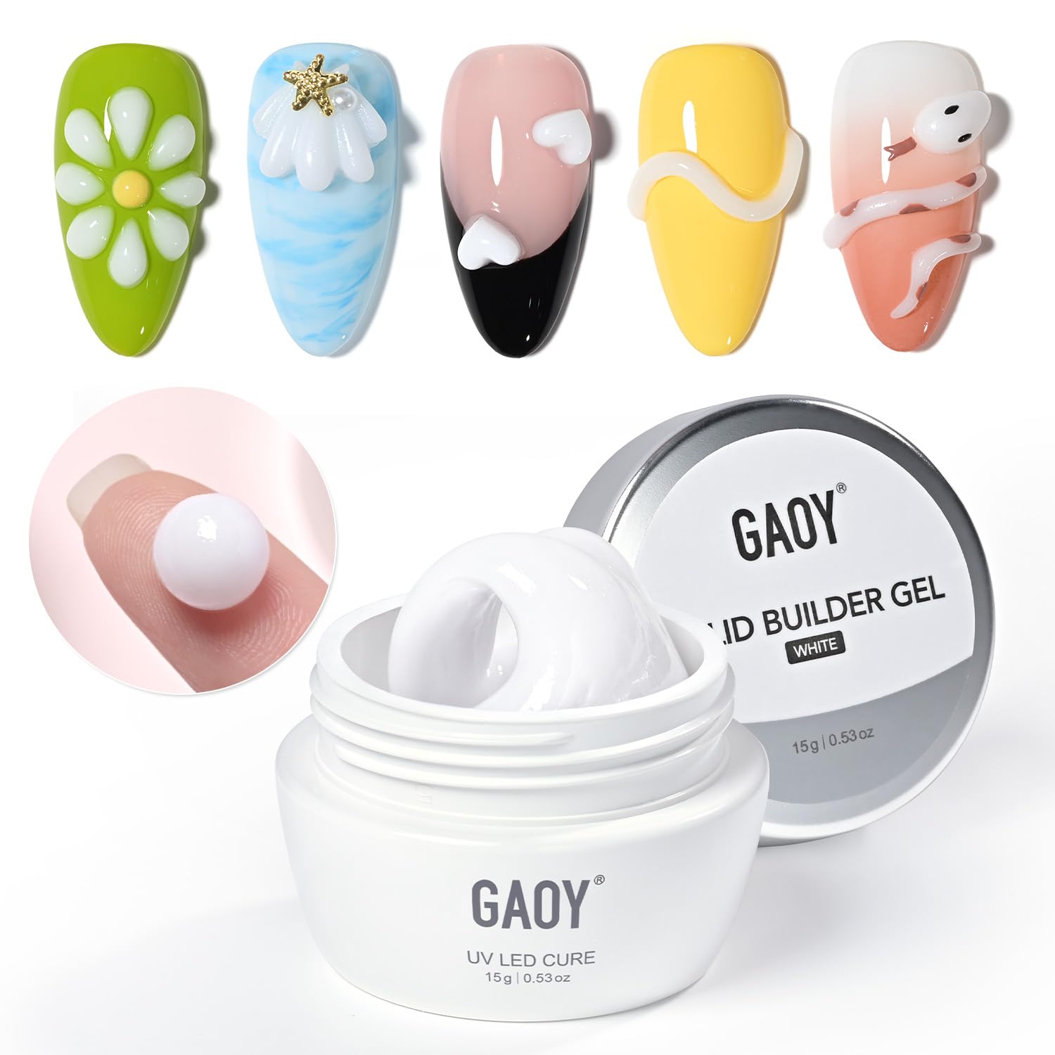 GAOY Clear 3D Sculpting Gel for Nail Art, 15g Solid Builder Gel | Non-Sticky Hard for Carving Molding and Building
