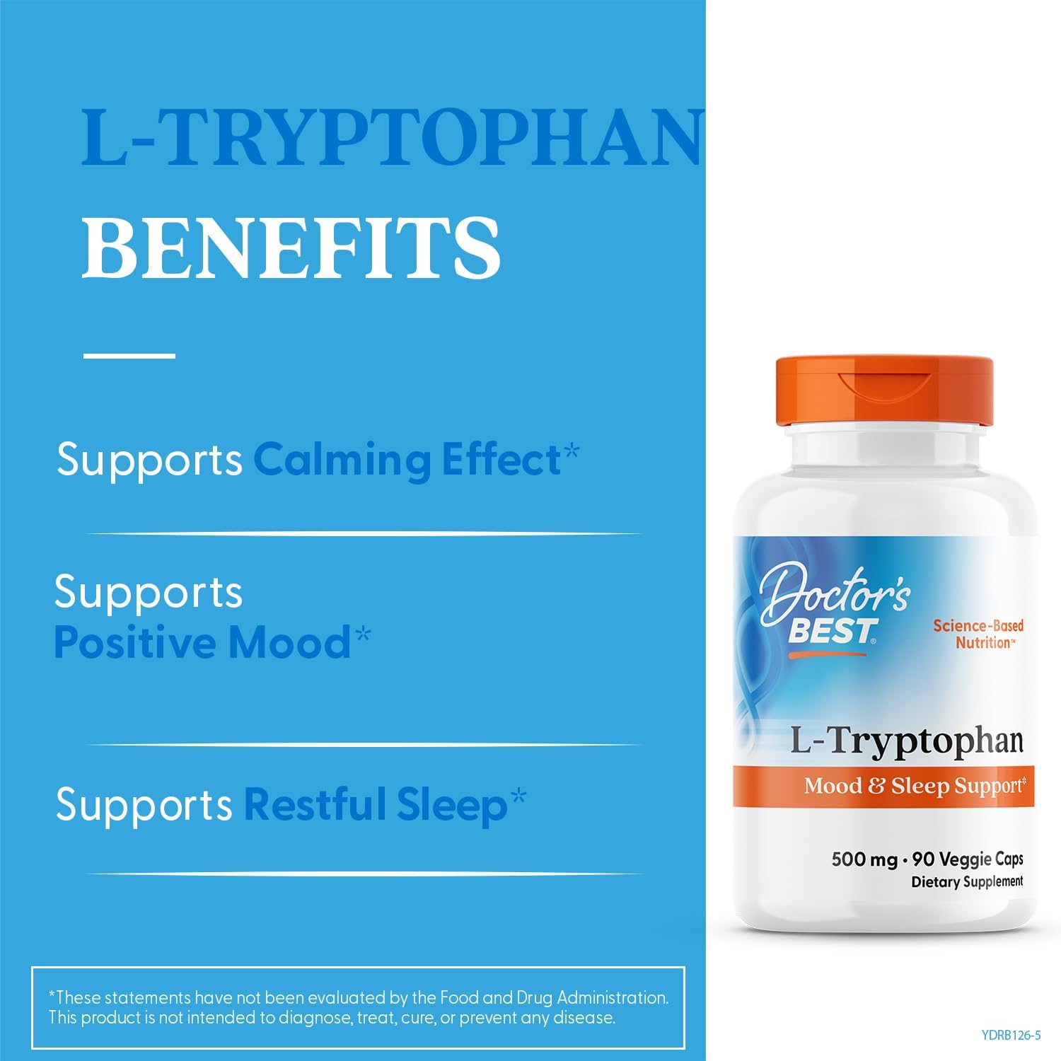 Buy now Doctor's Best L-Tryptophan , Helps Sleep, Healthy Mood & Behavior, Non-GMO, Vegan, Gluten & Soy Free, Veggie Caps, Promotes Normal, Healthy Restful Sleep, 90 Count at indiglob india