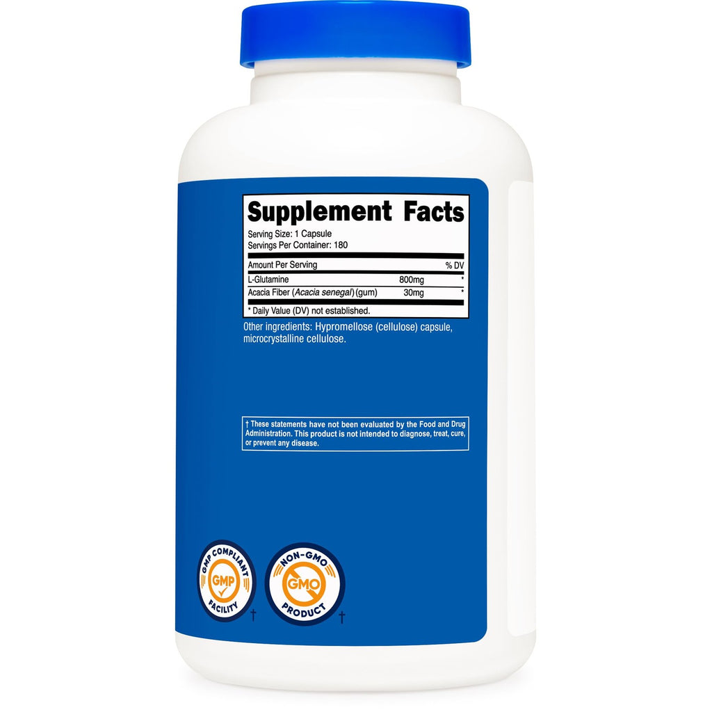Nutricost L-Glutamine 800mg, 180 Capsules - Gluten Free, Non-GMO