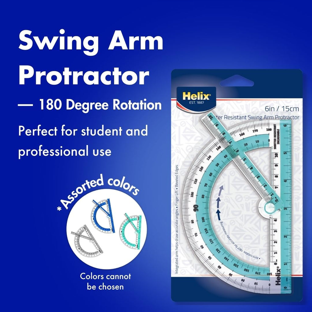 Helix - Swing arm Protractor - 180 Degree - Transparent