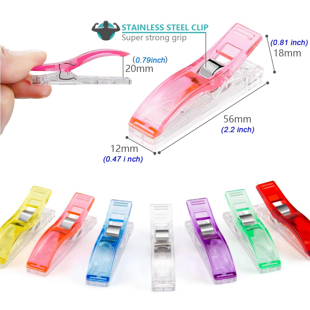 Doukey Large Sewing Clips Fabric Clips 50PCS Jumbo Quilt Clips for Quilting Assorted Colors, Multipurpose Craft Sewing Supplies Quilting Accessories Crafting Tools