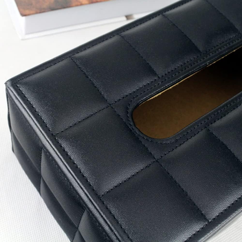 Buy now High-end Fashion PU Leather Tissue Box Holder Business Black, Rectangular Napkin Holder Drawer Paper Dispenser, Home Office Car Tissue Holder with Magnetic Bottom (Black Checkered) at indiglob india