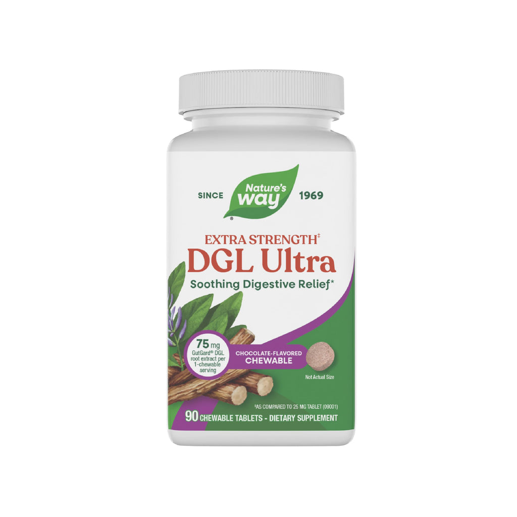 Nature's Way Extra Strength (1) DGL Ultra - DGL Chewable Tablets for Digestive Support* - Deglycyrrhizinated Licorice GutGard Extract - 75mg per Serving - Chocolate Flavored - 90 Count (90 Servings)
