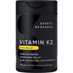 Sports Research® Vitamin K2 as MK-7 100mcg, 60 Count Plantgels™ | Supports Bone & Heart Health w/Highly Bioavailable MK-7 & Coconut MCT oil for Better Absorption · Plant-Based, Soy-Free