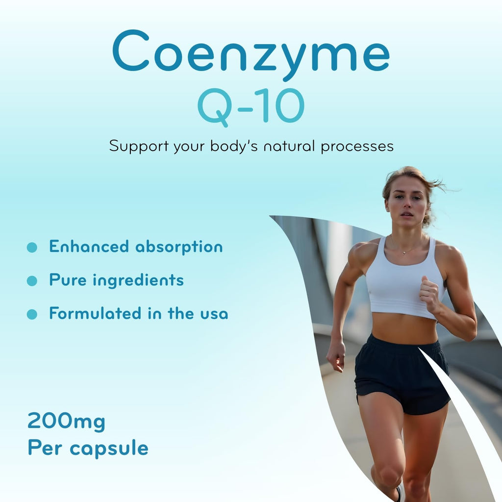 Clear Formulas Quick Absorption CoQ10 200mg - Coenzyme Q10 Potent Antioxidant for Heart Energy and Aging Support - High Stability CoQ10 Ubiquinone Capsules - Made in a cGMP US Lab - 200 Capsules