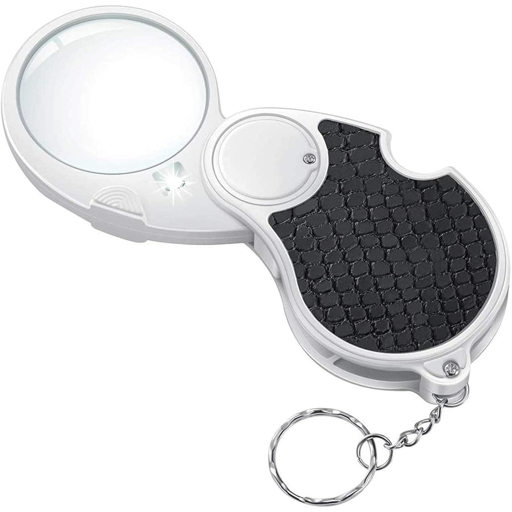 TECHSHARE Magnifying Glass with Light, Lighted Magnifying Glass, Handheld Pocket Magnifier Small Illuminated Folding Hand Held Lighted Magnifier for Reading Coins Hobby Travel - 45 Mm Diameter