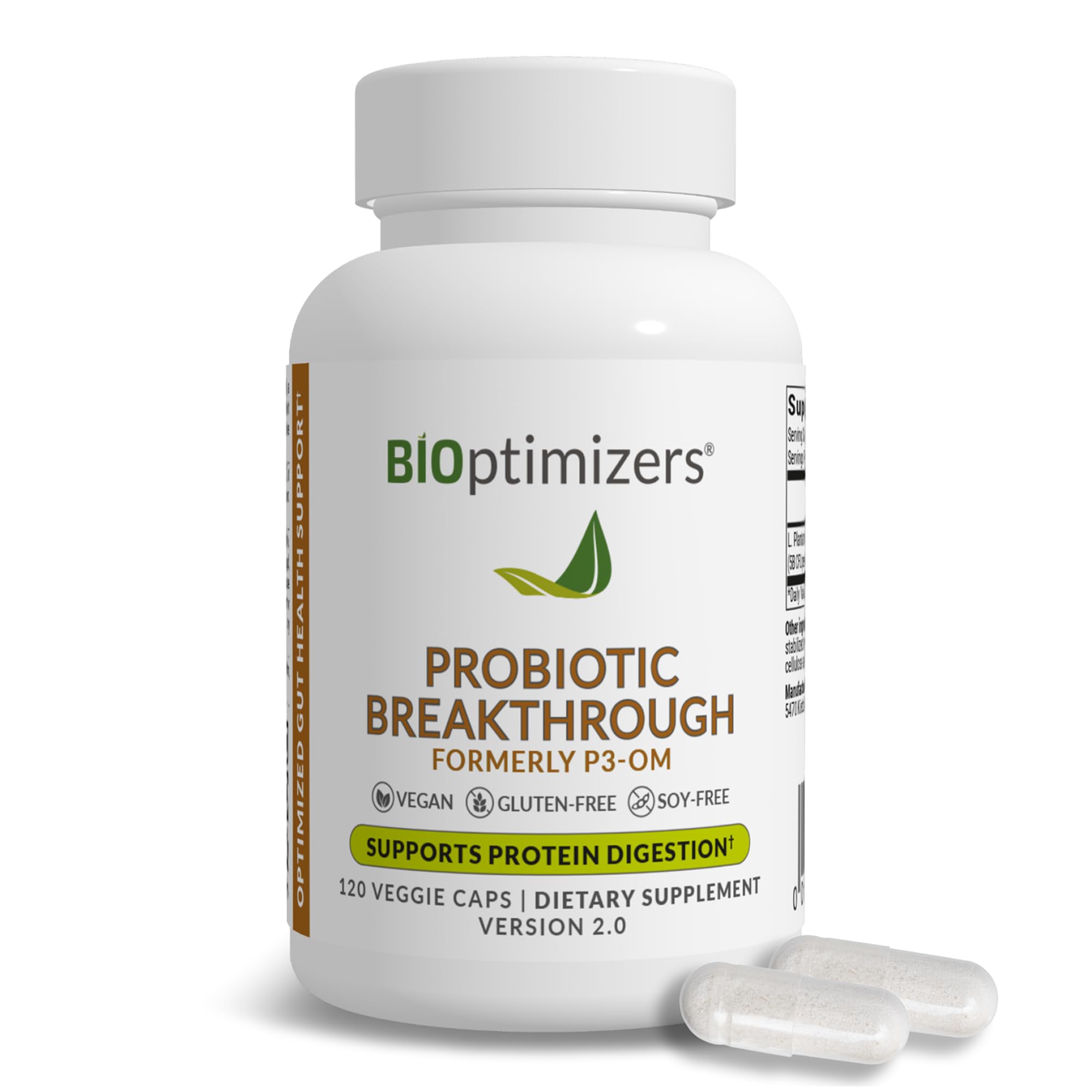 BIOptimizers Probiotic Breakthrough – Lactobacillus Plantarum OM Probiotics & Prebiotics Health Supplement for Gut, Digestive & Immune Support Probiotics for Women Men Elderly– 60 Vegan Capsules