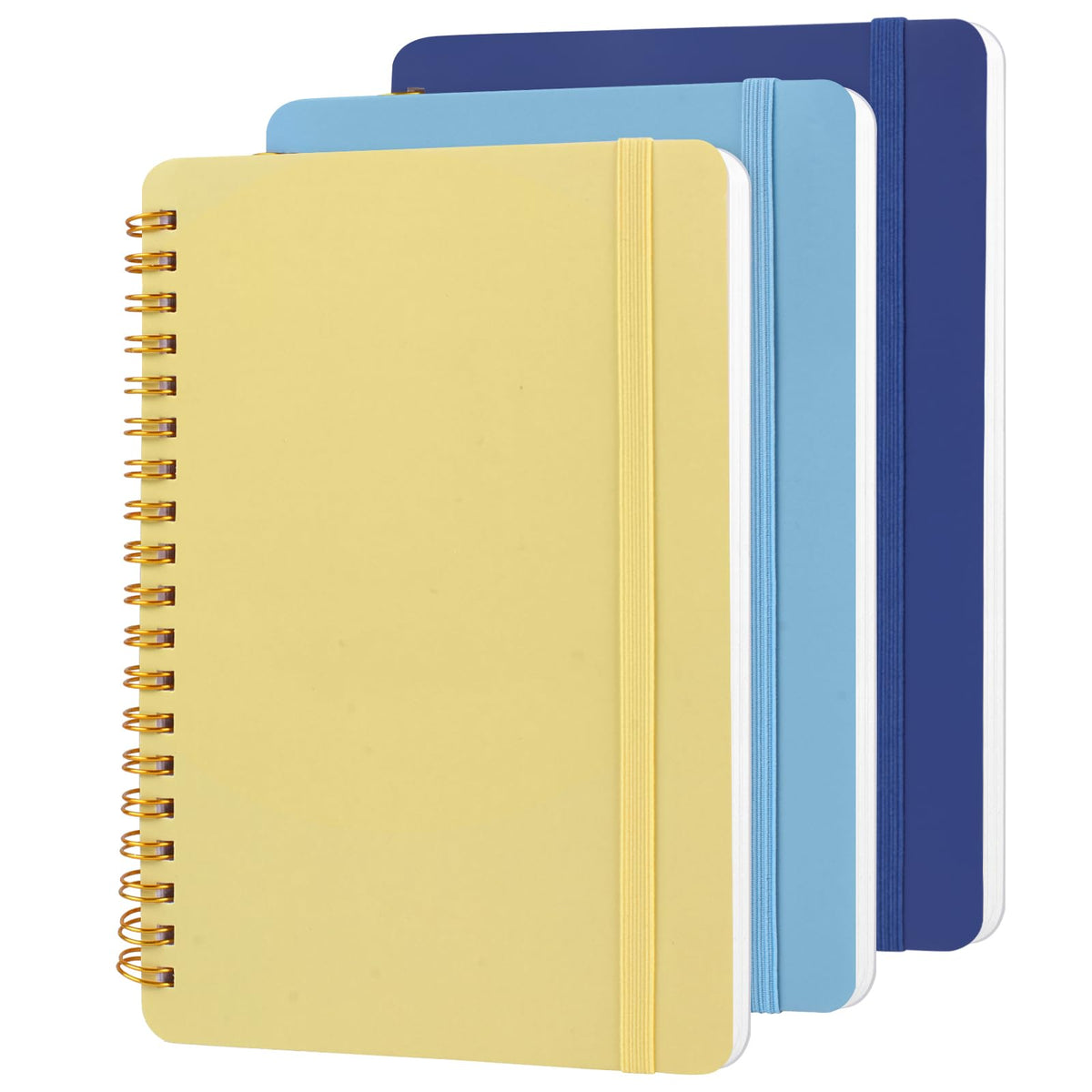 Utron 3 PCS Small Spiral Notebook 5x7, Notebooks for Note Taking, Blue Color Scheme Spiral Journal Notebook, Work Notebook Small Notebooks 5x7 with Strap, Cute Notebooks for Women 70 Sheets/Note Books