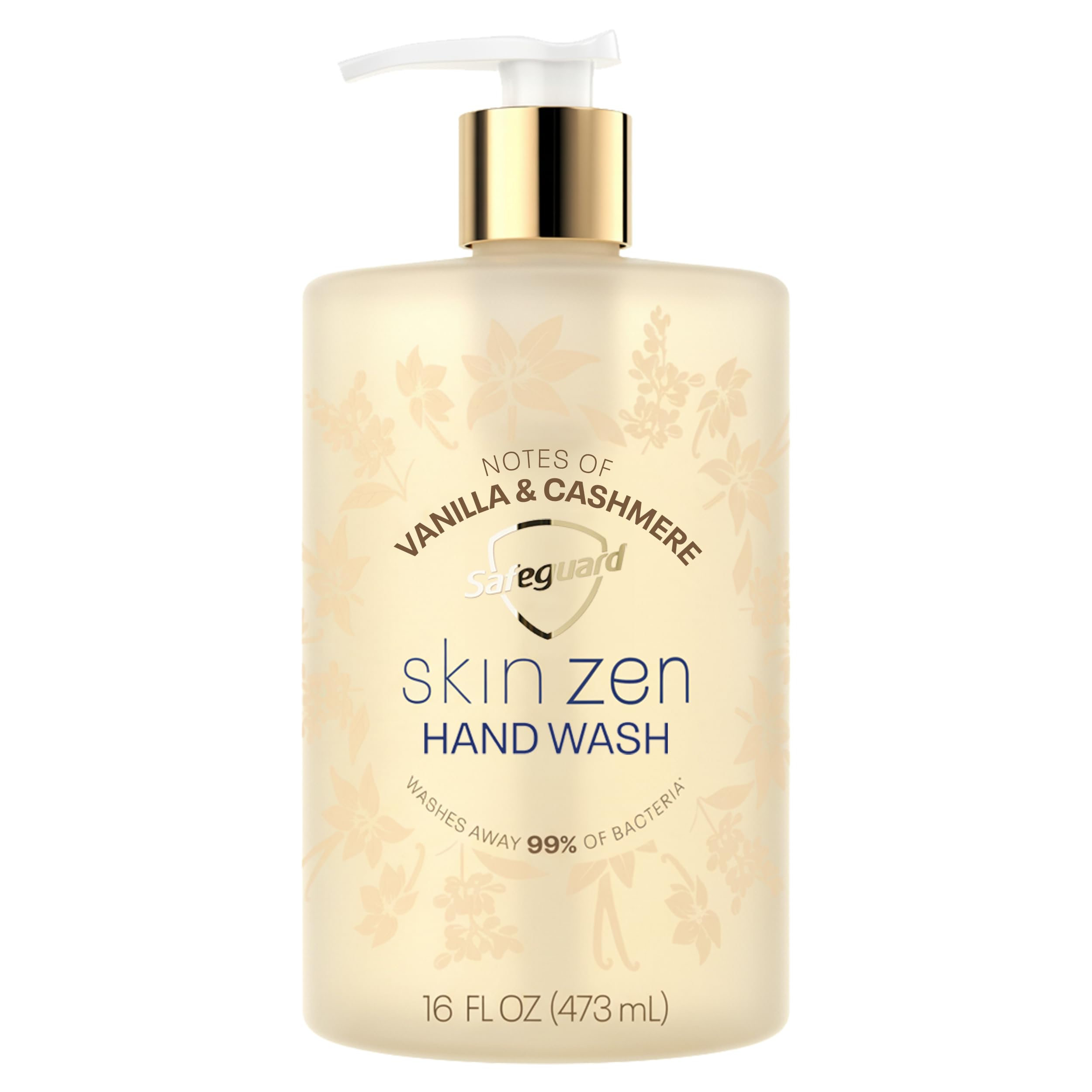 Safeguard Liquid Hand Soap, Skin Zen, Washes Away 99% Bacteria, Made with Natural Moisturizers & 2X Skin Conditioners, Safeguarding Families, PH Balanced Formula, Vanilla & Cashmere Scent, 16 oz