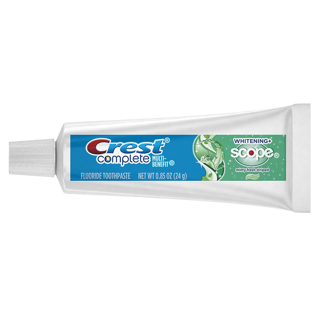Crest Complete Whitening Scope Minty Toothpaste, Travel Size 0.85 Oz, (24g) - Pack of 24