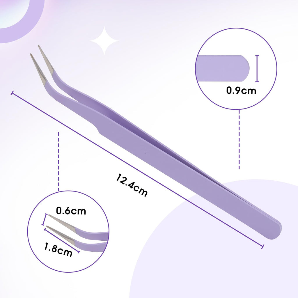 WENDY LASHES Tweezers for Eyelash Extensions, Lash Applicator Tool Purple | Precision Tip, Stainless Steel, Anti-slip Grip, Professional Grade