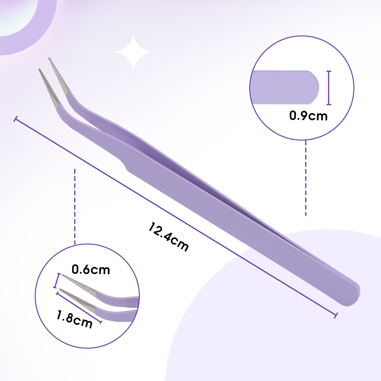 WENDY LASHES Tweezers for Eyelash Extensions, Lash Applicator Tool Purple | Precision Tip, Stainless Steel, Anti-slip Grip, Professional Grade