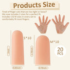 Silicone Finger Cots - Gel Finger Protectors Non Latex, Reusable Fingertip Bandages Covers for Thumb, Cuts, Wounds, First Aid Care, Assorted Sizes