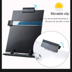 Hanghs Desktop Document Holder/Paper Stand/Clipboard for Sheet Music/Cookbook/Book with 7 Adjustable Positions and a Highlighting Side Clip Black