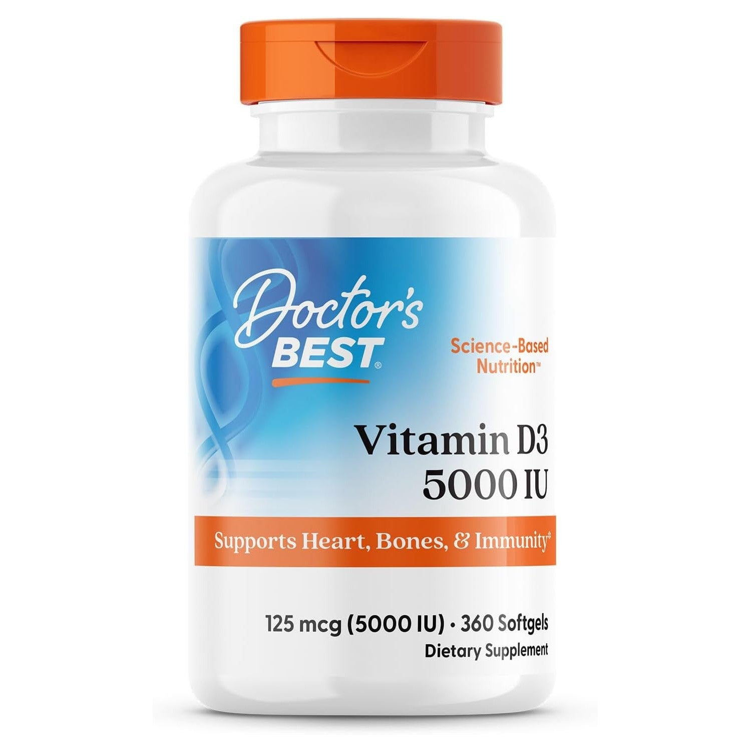 Buy now Doctor's Best Vitamin D3 5000IU, Non-GMO, Gluten & Soy Free, Regulates Immune Function, Supports Healthy Bones, White, No Flavour, 180 Count Unflavored 360 Count (Pack of 1) at indiglob india