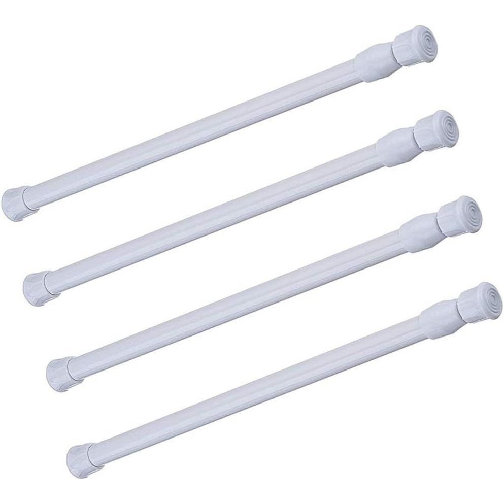 Buy now Tension Rods, 4 Pack 15.7-28 Inches Adjustable Spring Steel Cupboard Bars Tension Curtain Rod Shower Rod Extendable Width 9.8-15.7 Inch White at indiglob india