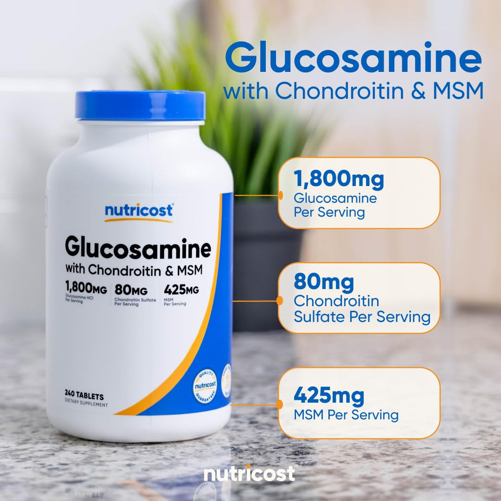 Nutricost Glucosamine 1800mg with Chondroitin & MSM, 240 Tablets, GMO-Free | 120 Servings, Gluten Free