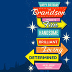 Prime Greetings Birthday Card For Grandson, Made in America, Eco-Friendly, Thick Card Stock with Premium Envelope 5in x 7.75in, Packaged in Protective Mailer