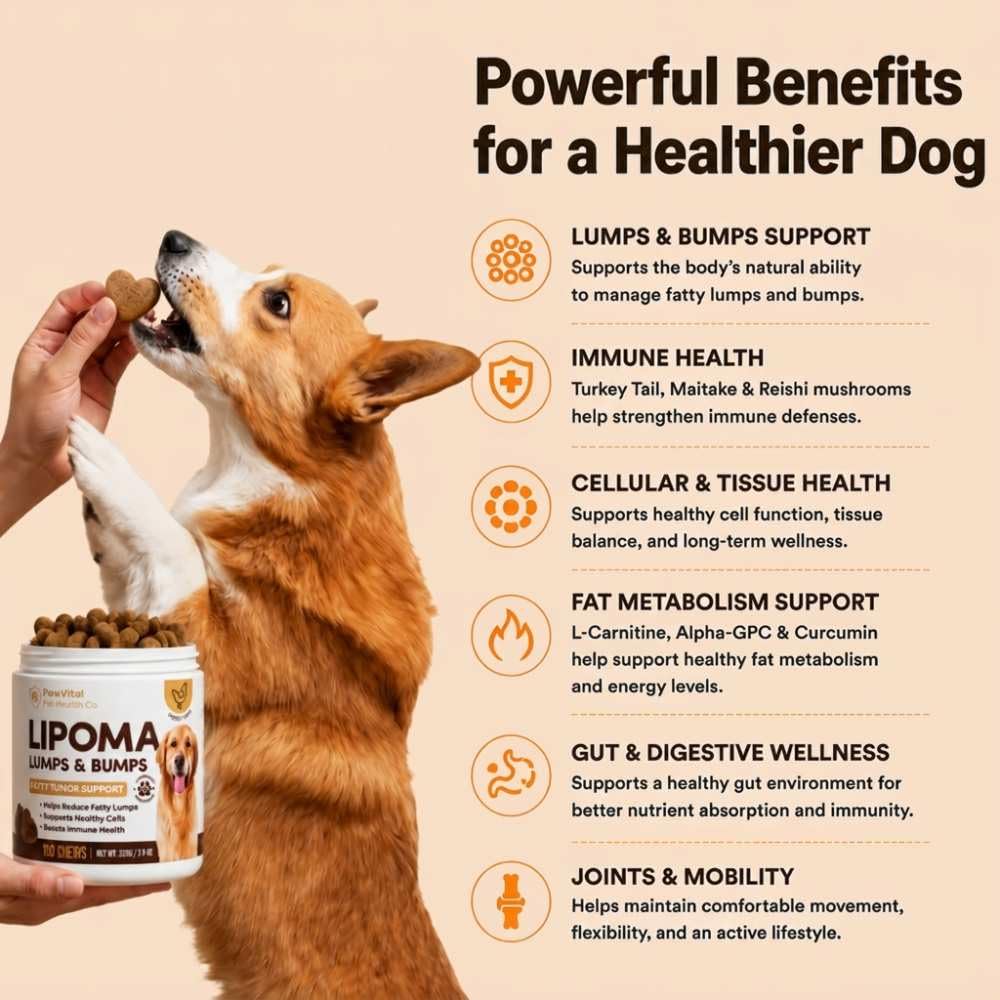 Lipoma Treatment for Dogs – Lumps & Bumps Support, Helps Reduce Fatty Tumors, Turkey Tail Mushroom Chews for Immune Health with L Carnitine, Chicken Flavor, 150 Soft Chews