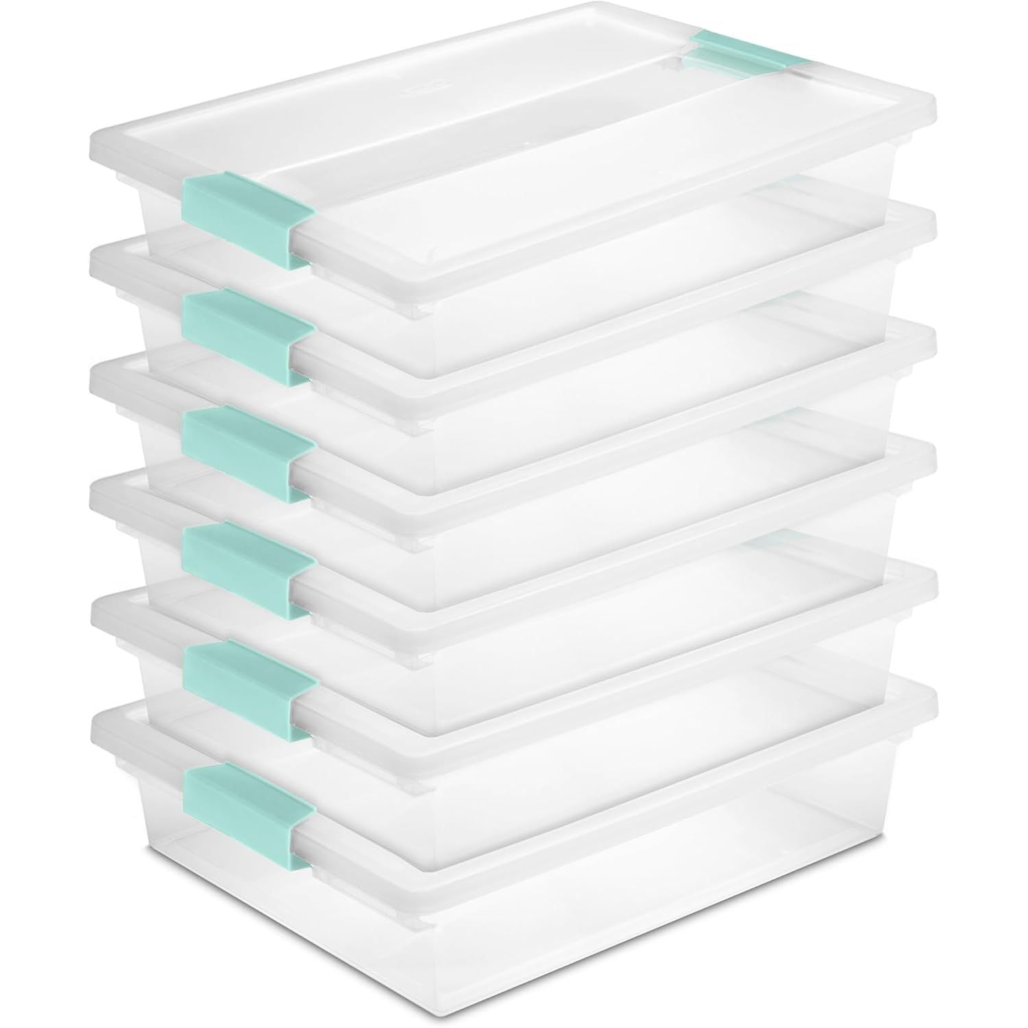 Buy now Sterilite 4-Pack Clip Box, Stackable Clear Plastic Bins with Latching Lids, Deep - Writing, Arts or Crafts Supplies Storage Containers for Home, Office, Classroom and Workshop Organization Large 6 Pack at indiglob india