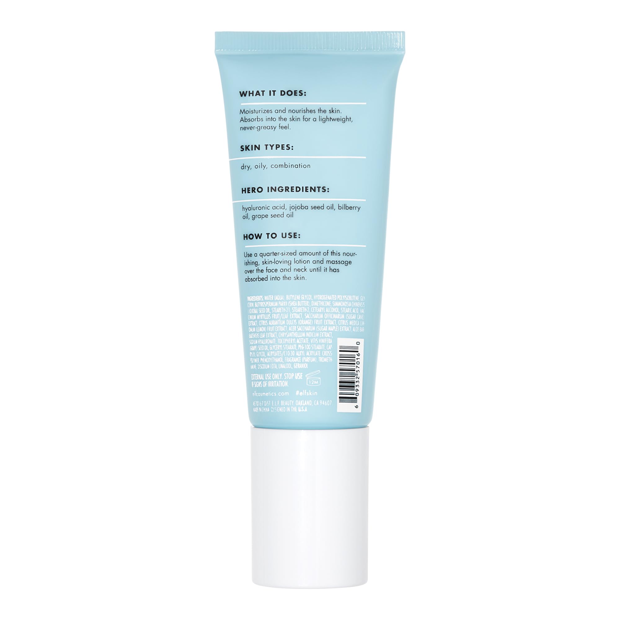 e.l.f. SKIN Holy Hydration! Daily Hydration Moisturizer, Lightweight Face Cream, Hydrating with Aloe & Jojoba, Smooths & Softens Skin, All Skin Types