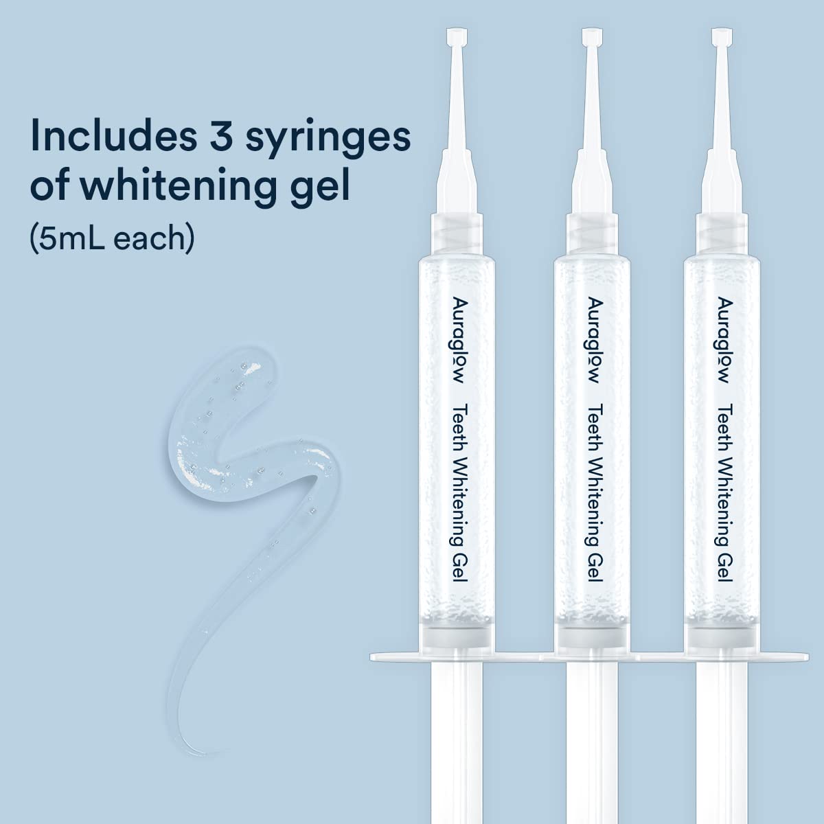 Buy now AuraGlow Teeth Whitening Gel Syringe Refill Pack, 44% Carbamide Peroxide, (3X) 5ml Syringes, 30 Treatments at indiglob india