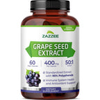 Zazzee High Strength Grape Seed 50:1 Extract, 120 Capsules, 95% Polyphenols | Vegan, 400 mg per Capsule, 4 Month Supply, Antioxidant, Circulation & Blood Flow Support, Non-GMO, Made in the USA