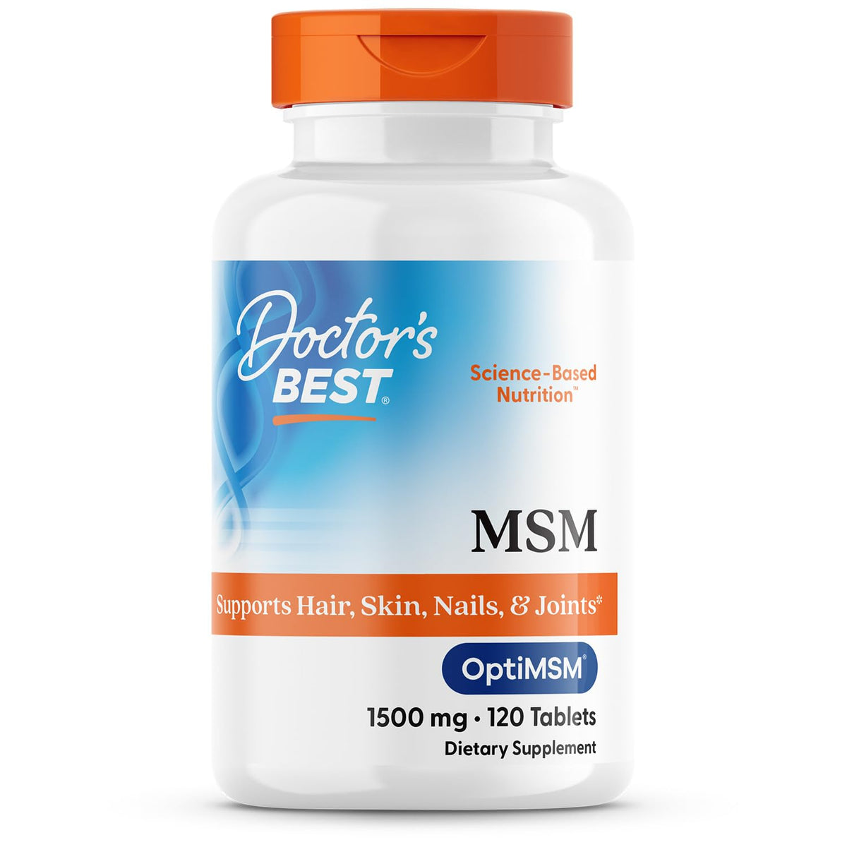 Doctor's BEST MSM Supplement 1500mg for Men & Women, Skin, 120 Tablets