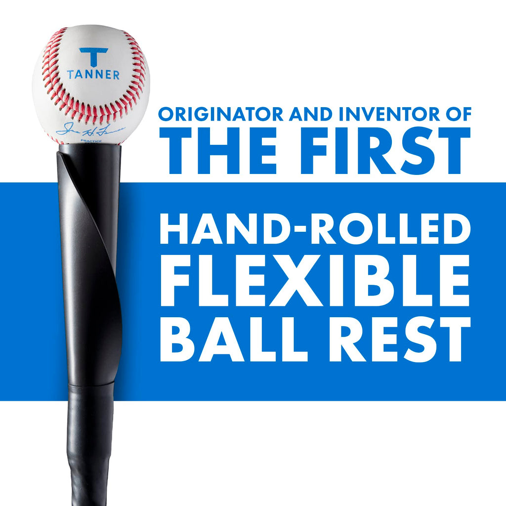 Tanner Tee The Original Batting Tee – Adjustable Pro Hitting Tee for Baseball & Softball, Steel Shaft, Composite Base, Hand-Rolled Rubber Top, 26"-43" Height