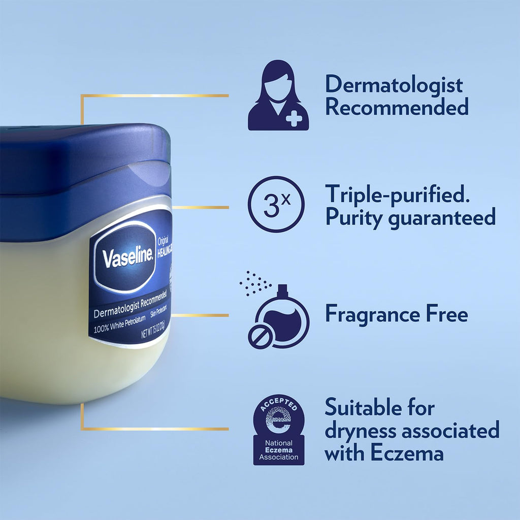 Buy now Vaseline Petroleum Jelly 2-Size Variety 4-Pack â€“ Hypoallergenic Skin Protectant, Unscented Healing Ointment for Beauty & Personal Care at indiglob india