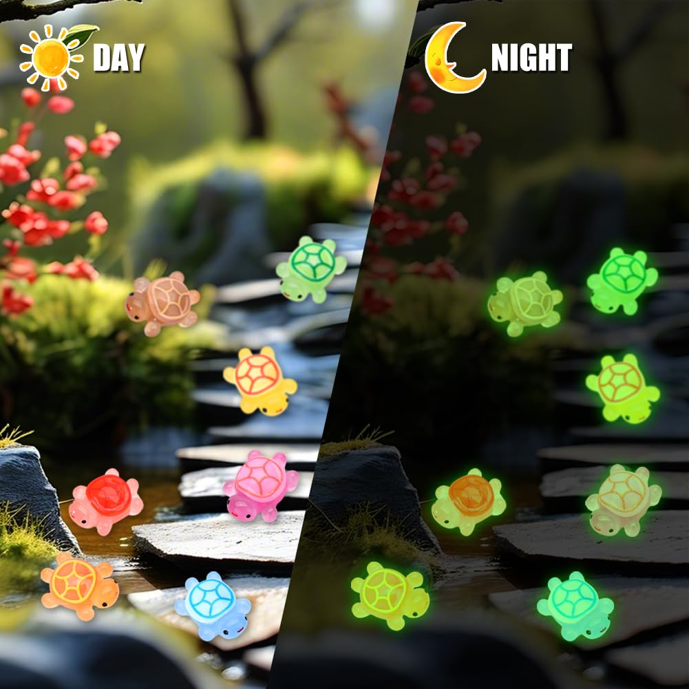 100 Pcs Mini Resin Turtles Glow in the Dark Tiny Sea Turtle Animals Figures