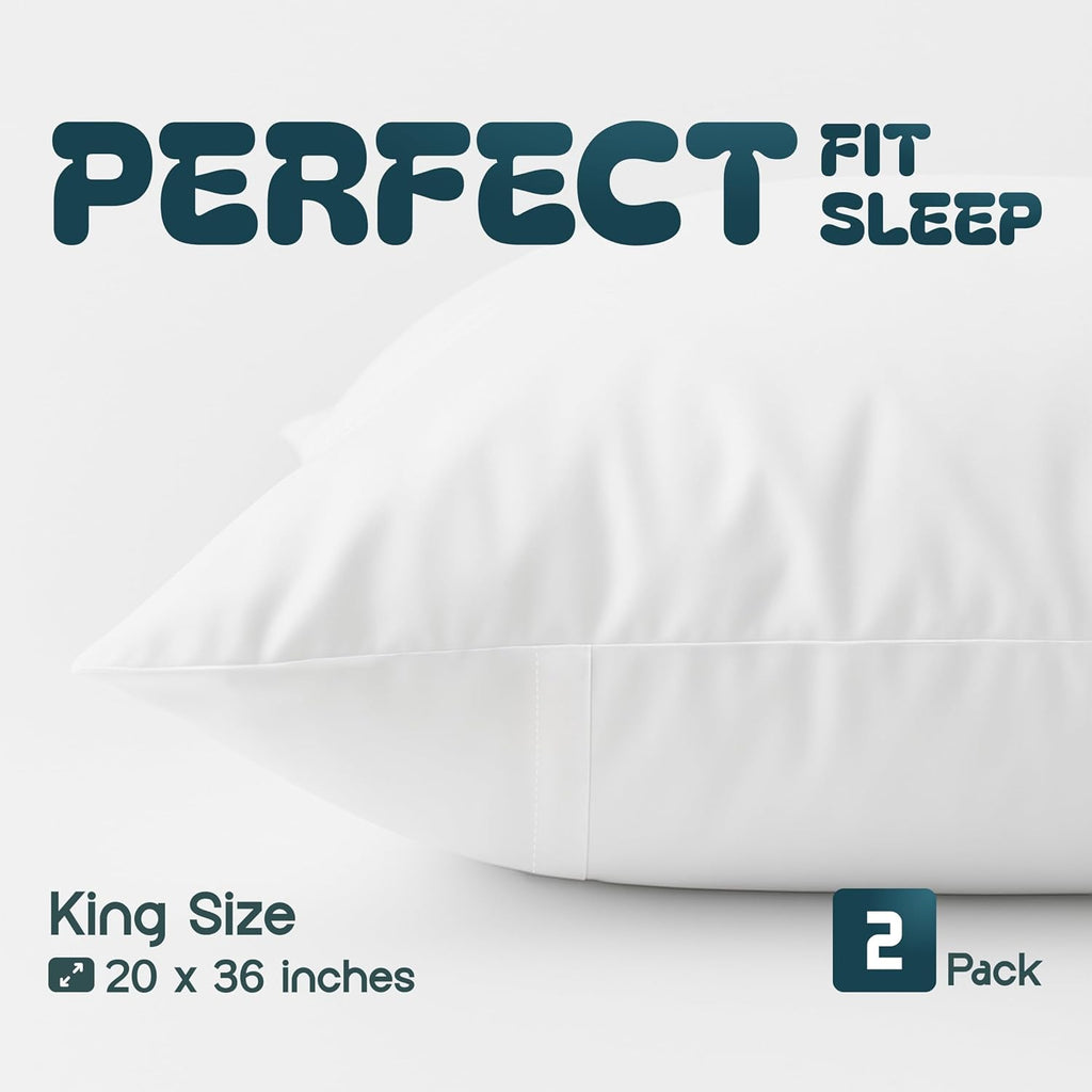 Buy now White Classic King Pillow Covers with Zipper 2 Pack - 20 x 36 Ultra-Soft, Cozy and Noiseless King Pillow Protector, 200 Thread Count, Fade-Resistant Pillow Shams at indiglob india