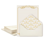 XXINMOH 90 Piece Stationery Set - 60 Vintage-Style Paper Sheets + 30 Envelopes, Gold Border Letter Writing Paper for Love Letters & Party Invitations