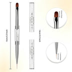 Starfa 1Pcs Builder Gel Brush Dual Ended Nail Art Brush for Polygel | Dual ended gel brush,nylon bristles,copper tube handle,for builder gel,hard gel,polygel,nail art design and salon use