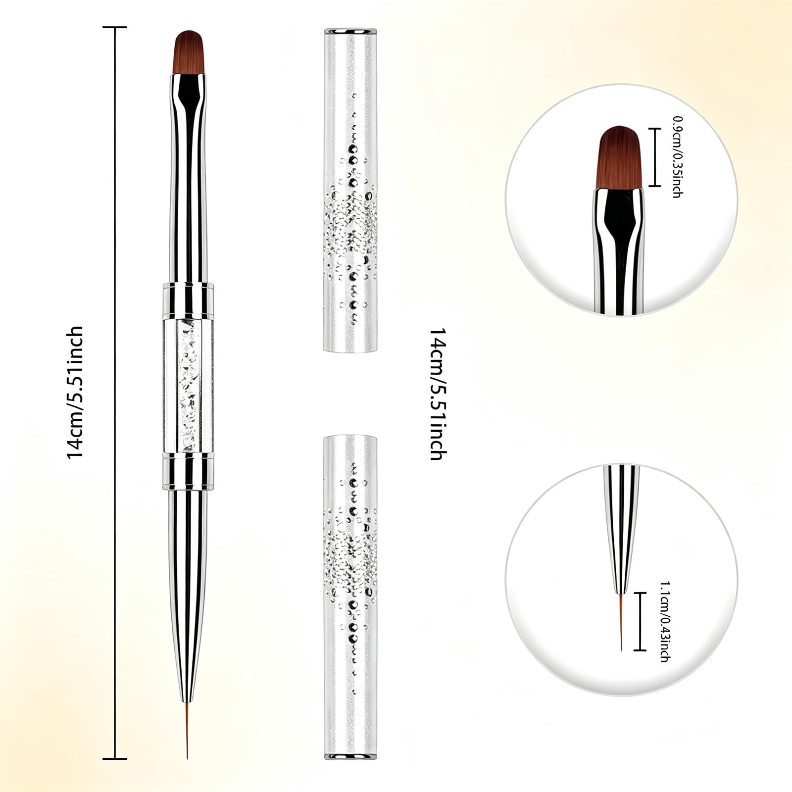 Starfa 1Pcs Builder Gel Brush Dual Ended Nail Art Brush for Polygel | Dual ended gel brush,nylon bristles,copper tube handle,for builder gel,hard gel,polygel,nail art design and salon use