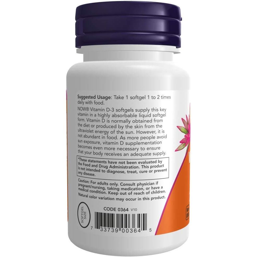 Buy now NOW Foods Vitamin D-3 400 IU Softgels, 2 pk, 180 Count (Pack of 2) at indiglob india