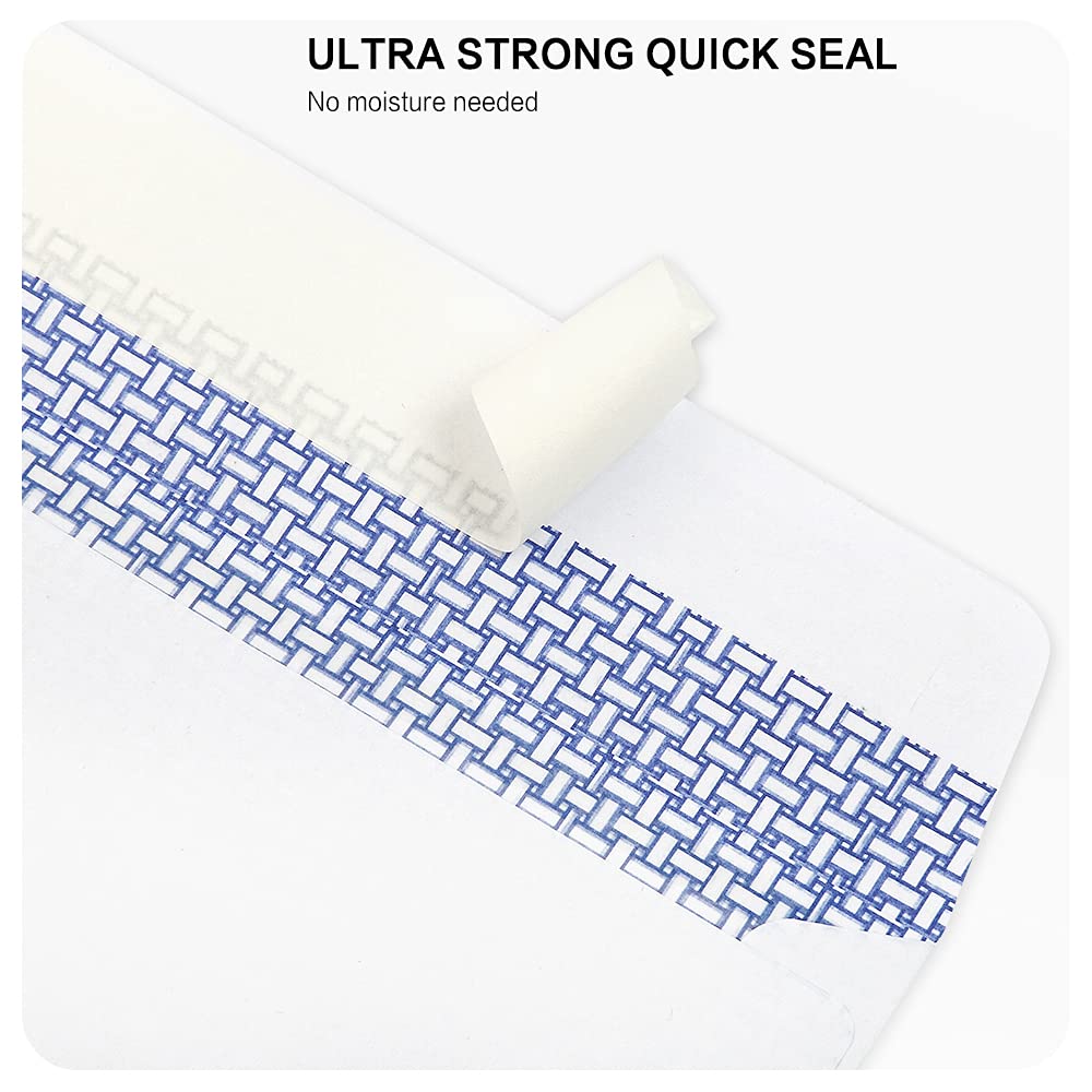 500 Pack #10 Single Left Window SELF Seal Security Envelopes, Designed for QuickBooks Invoices & Business Statements, Computer Printed Checks Peel and Seal Flap, Size 4-1/8 x 9-1/2 Inches, 24 LB