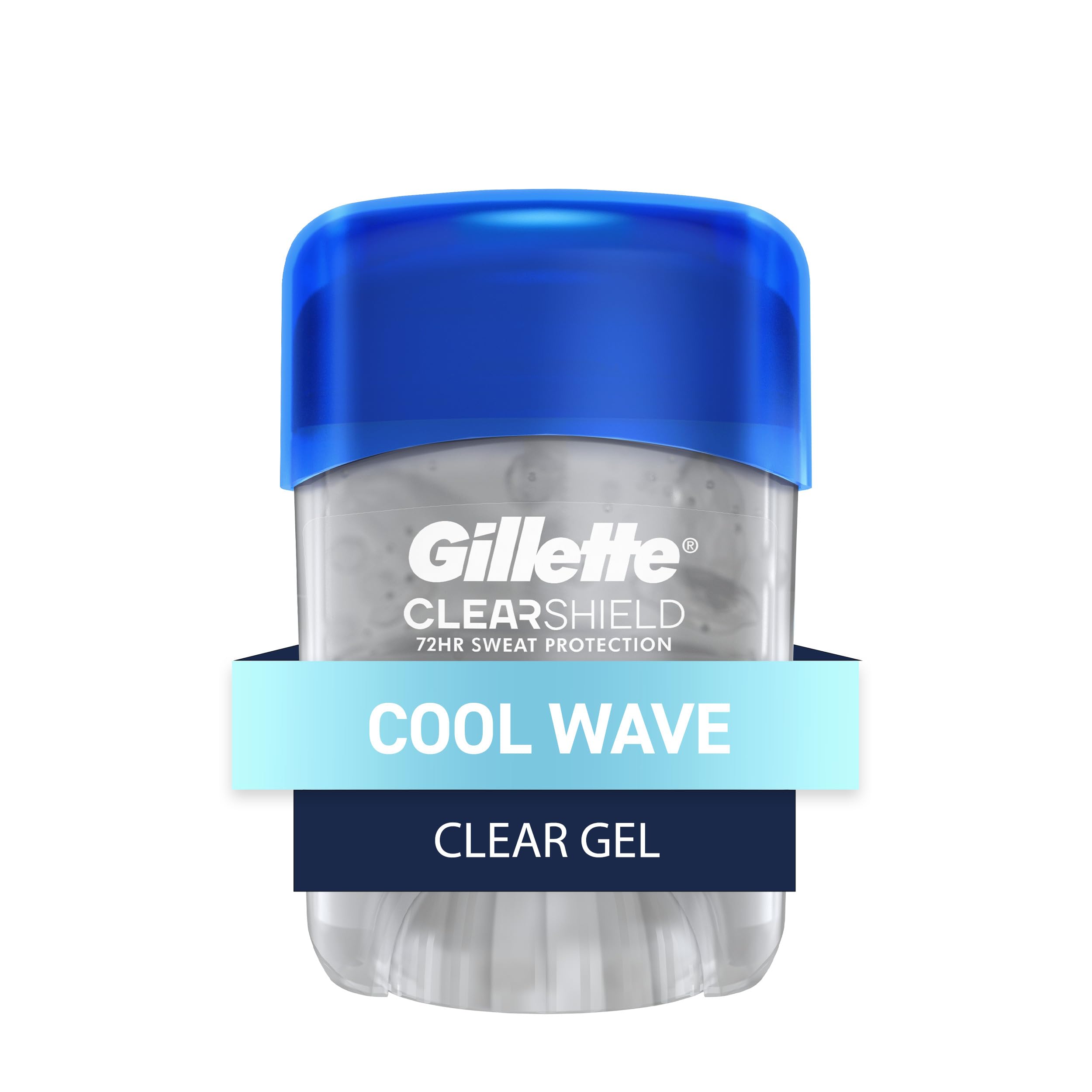 Gillette Antiperspirant and Deodorant for Men, 72hr Sweat & Odor Protection, Long Lasting Freshness, Anti-White Mark Technology, Clear Gel, Cool Wave Scent, 0.5 oz