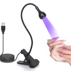 UV Nail Lamp - UV Light for Gel Nails, Flash Cure Lamp | LED Gooseneck Flash Cure Lamp for Nails, Manicure Dryer Black Light with Clamp, 365+395nm 5V 3W 4 Levels Dimming White