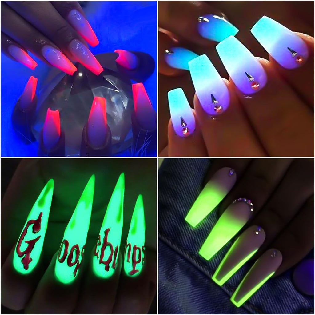 Glow in The Dark Pigment Powder,12 Colors Luminous Iridescent Acrylic Nail