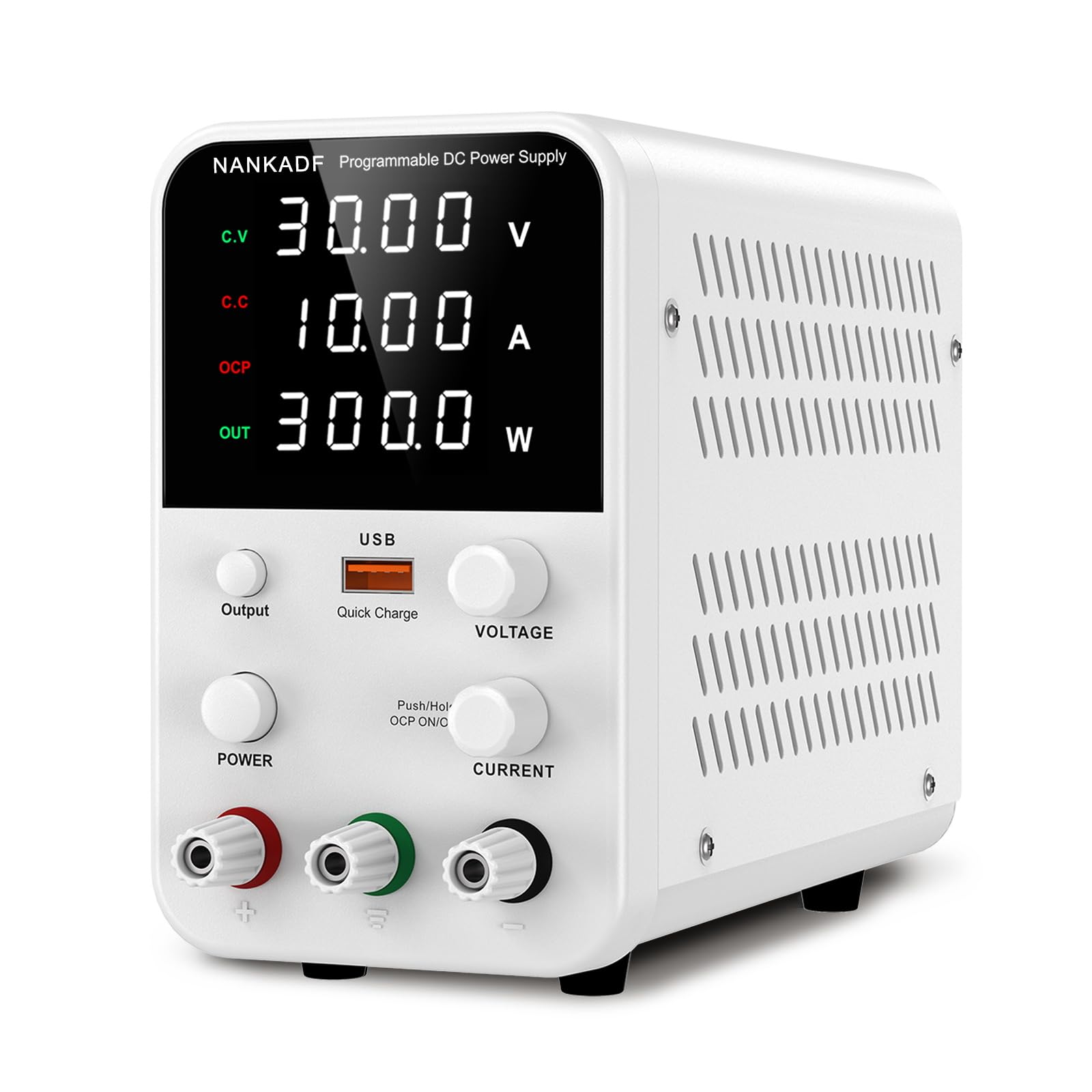 Buy now DC Power Supply Variable, Bench Power Supply with Encoder Adjustment Knob, Output Enable/Disable Button, Adjustable Power Supplies with USB Quick-Charge, Short Circuit Alam (30V 10A Black) 30V 10A WHITE at indiglob india