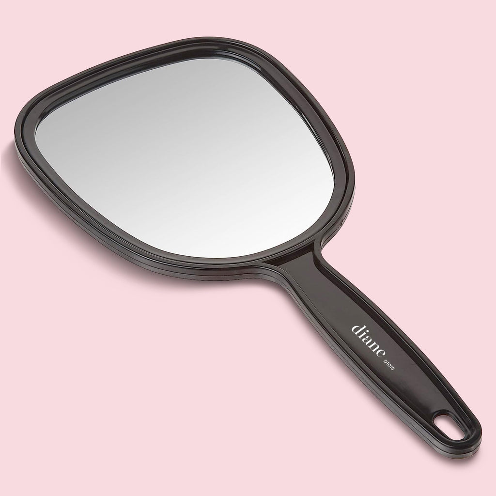 Diane Handheld Mirror with Handle, 1X Magnification, Black, 5" x 11"