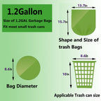 Small Trash Bags 1.2 Gallon - Biodegradable Garbage Bags Recycling Eco-Friendly Trash Can Plastic Liner Compostable Strong Bag for Bathroom Bedroom Office Kitchen Trash Can (120 Counts,Green)