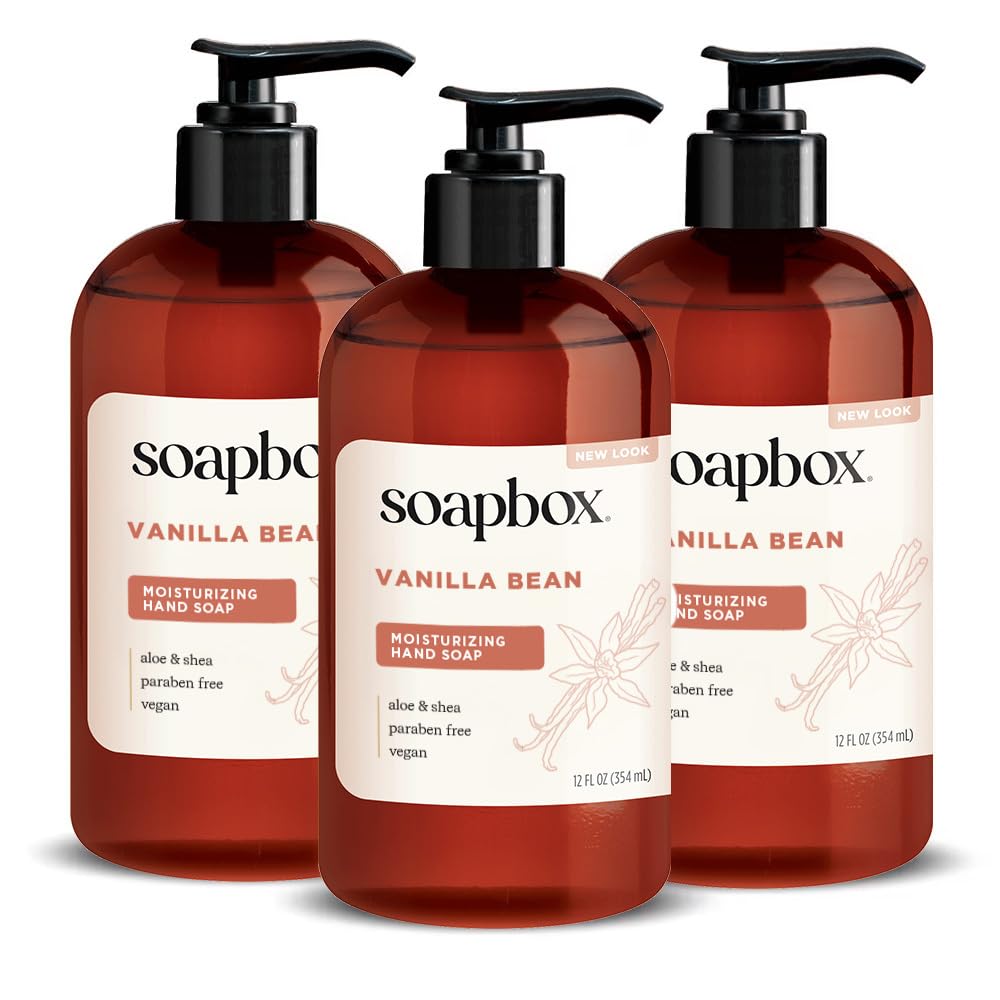 Buy now Soapbox Liquid Hand Soap, Coconut Milk & Sandalwood, Gentle & Moisturizing Hand Wash for Kitchen and Bathroom, Vegan & Cruelty Free Scented Hand Soap 12 Ounce Pump Bottles (Pack of 3) at indiglob india