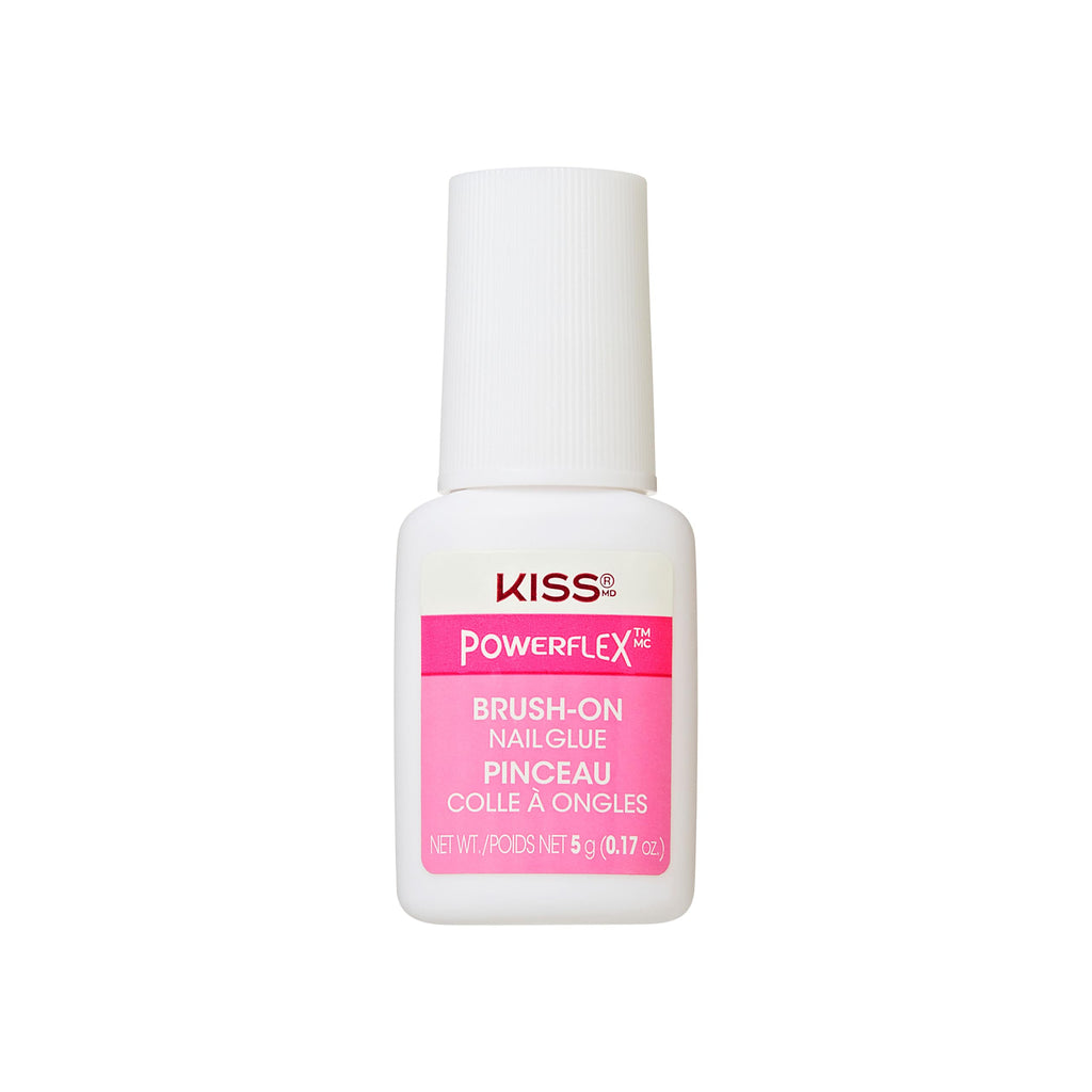 Kiss PowerFlex Nail Glue for Press Ons, Brush-On Applicator for Kits, Tips & Wraps, 0.17 oz, Ultra Hold, Fast Drying Adhesive, Instantly Repairs Cracks, Splits & Breaks, Seamless, Gap-Free Bond