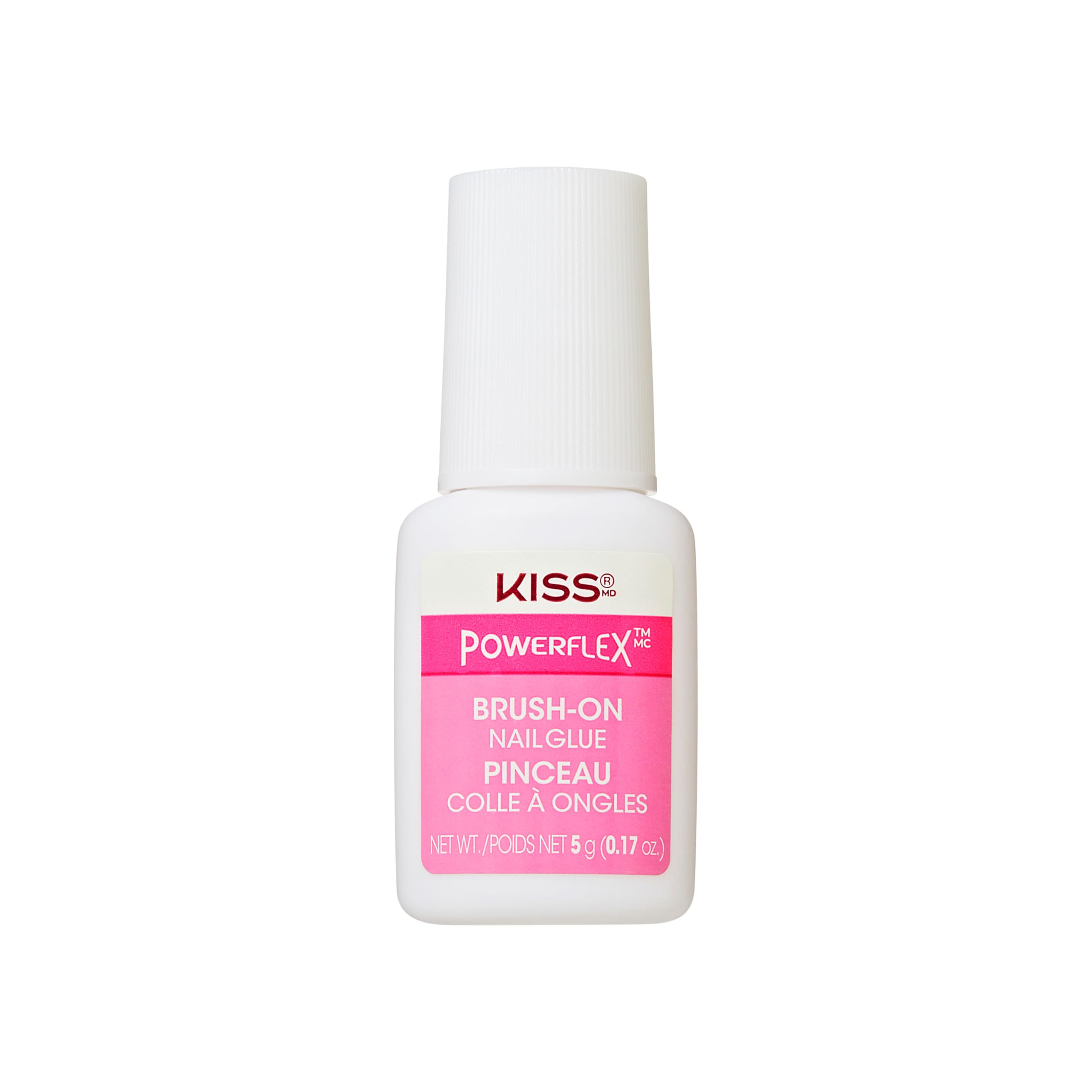 Kiss PowerFlex Nail Glue for Press Ons, Brush-On Applicator for Kits, Tips & Wraps, 0.17 oz, Ultra Hold, Fast Drying Adhesive, Instantly Repairs Cracks, Splits & Breaks, Seamless, Gap-Free Bond