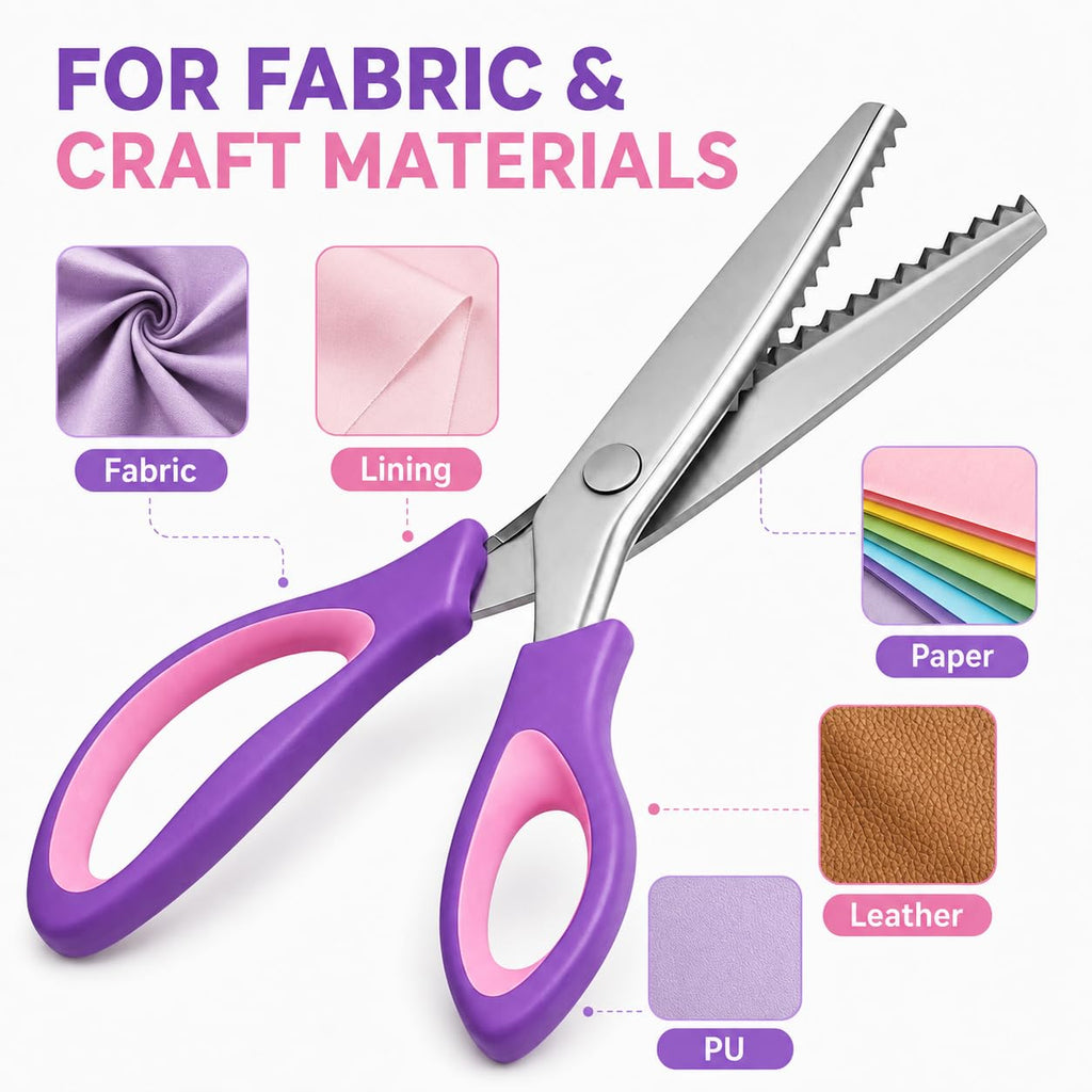 Pinking Shears for Fabric, 5mm Zig Zag Scissors for Sewing and Crafts