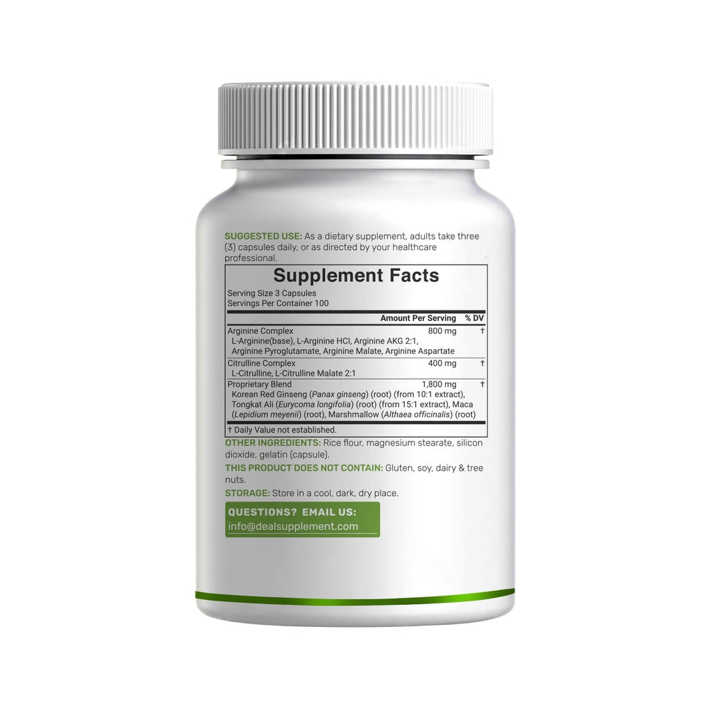 Nitric Oxide Supplement 3,000mg, 300 Capsules | 12-in-1 Complex for Men & Women – Arginine, Citrulline, Korean Red Ginseng, Tongkat Ali, Maca Root, & Marshmallow Blend*