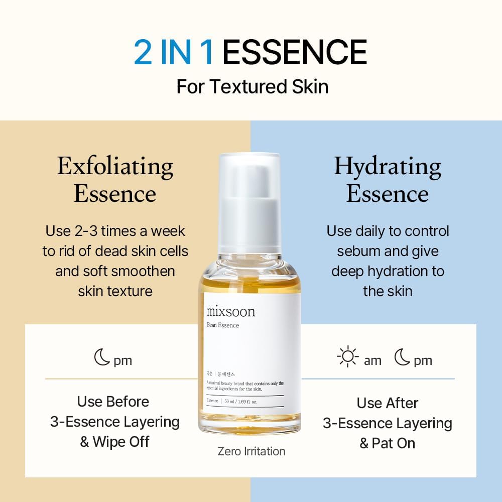 Buy now mixsoon Bean Essence Exfoliating, Snail Mucin Moisturizer for Hydrating, Fermented Bean Extract, Gentle Formula for Smooth Skin 50ml / 1.69 fl.oz. Korean Glass Skin Care at indiglob india