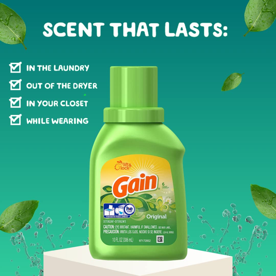 Gain Liquid Detergent, Original Scent, 10 Ounce